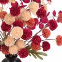 Fall Artificial Chrysanthemum Flowers 10 Stems&2 Eucalyptus,Orange Faux Kiku Pom Pom Mums Dried Flower for Vase,Fake Silk Fall Floral for Table Centerpiece,Faux Flower Arrangements Decoracin de Otoo (Mix)