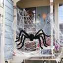 200" Halloween Spider Web + 59" Giant Spider Decorations, Triangular Huge Spiders Web and Hairy Scary Fake Spider, for Indoor Outdoor Porch Yard, Scary Haunted House Party, and Halloween Dcor