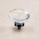 16 Pack Glass Cabinet Knobs and Pulls, Oval Crystal Knobs for Dresser Drawers, Matte Black Kitchen Cabinet Knobs Egg Shape