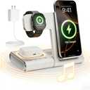 BLKE 3 in 1 Wireless Charging Station with Bluetooth Speaker & Night Light, 33W Foldable Fast Charger Stand for Samsung, iPhone 17/16/15/14/13/12, Apple Watch, AirPods Pro