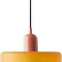 Mid Century Modern Pendant Light Orange Green Glass Hanging Light Nordic Large Single Lamp Vintage Farmhouse Dining Room Chandelier Over Table Kitchen Island Bedroom Hallway Restaurant (+pink, Orange glass)
