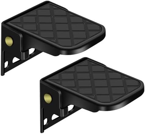 HIFOR Folding Truck Bed Step,Camper Steps Folding, RV Steps, Trailer Folding Sateps, Tailgate Ladder for RV, Campers, Dump/Fatbed/Boat Trailer, Safety & Anti-Slip (2 Pack, Black)