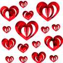 Deloky 32 Pcs Valentine's Day Heart Hanging Foil Decorations, Swirl Red Hearts Ornaments, 3D Heart Garland Ornaments for Valentine's Day Wedding Anniversary Tree Party Decoration