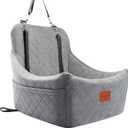 Dog Car Seat for Medium Dogs Up to 40lbs,Fully Detachable and Washable,Easy to Install with Adjustable Straps,Anti-Slip Base Travel Car Bed for Pets,2 Side Pockets(Grey,Medium)