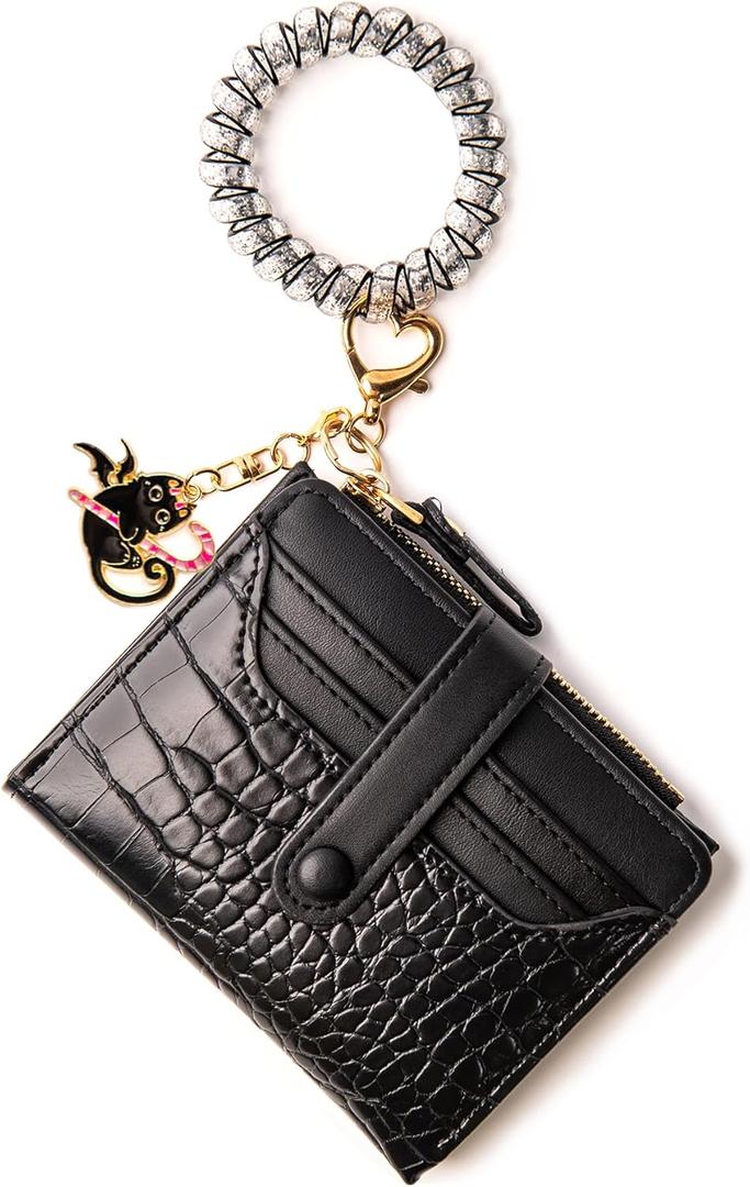 Wallet Keychain Wristlet for Women Card Holder with Bracelet and Cute Key Chains Accessories Girl Small Wallets