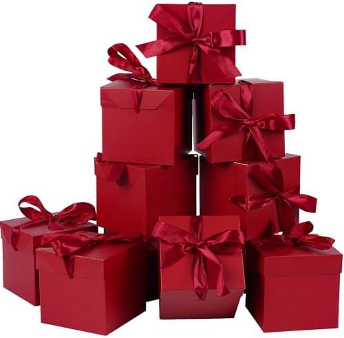 Elephant-package,  Red 6Inch Gift Boxes with Lids, Squared Boxes with Lids Perfect for Christmas, Valentine’s Day, Birthday Present Packing, Party Favor, New Year.