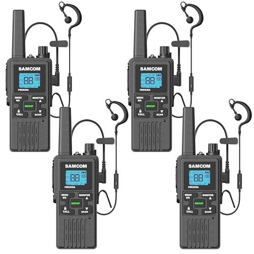 FRS Walkie Talkies Long Range for Adults,Rechargeable FWCN30A Radios with NOAA Family 2 Way Radio with Earpiece 1250mAh Flashlight USB for Camping Hiking Cruise,4Pack