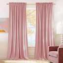 NICETOWN Pink Velvet Curtains 84 inch Long 2 Panels for Girls, Blush Pink Noise Reduction Rod Pocket Design Soft Luxury Window Treatments for Nursery, W52 x L84