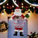 Solar Santa Claus Hanging Decoration, Metal Spiral Christmas Ornament for Indoor Outdoor Garden, Holiday Santa Sculpture Gift for Mom, Women, Friends