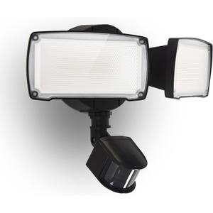 UME 19W LED Flood Light Motion Sensor Outdoor, 2 Adjustable Head, 2000LM, 5000K, IP65 Waterproof, Dusk to Dawn Security Light with Photocell for Exterior,Outside,Garage,House(Black) (1pack)