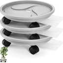 3 Pack Plant Caddy with Wheels, 12 Inch Heavy Duty Planter Pallet with Drainage Tray, Round Planter Pot Stand Dolly Casters Rolling Mover for Indoor Outdoor, Garden, Balcony