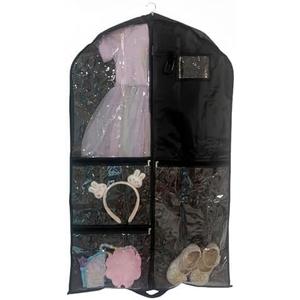 Sanseenia Dance Costume Garment Bag for Travel with Handles, 39 Inch Garment Bag for Dance Competitions, Kids Hanging Clothes Cover for Girls Closet Storage with 4 Zippered Pockets (Black-2 Pack)