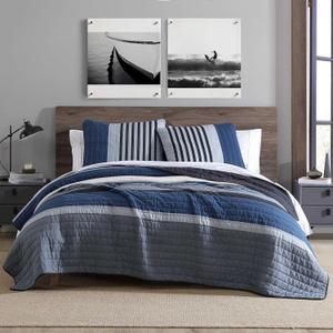 Nautica - King Quilt Set, Reversible Cotton Bedding with Matching Shams, Bold & Striking Home Decor for All Seasons (Rendon Charcoal, King) Nautica - King Quilt Set, Reversible Cotton Bedding with Matching Shams, Bold & Striking Home Decor for All Seasons (Rendon Charcoal, King)