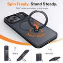 for iPhone 17 Pro Case: with 360 Spin Magnetic Stand, Camera Control Button, Fit for MagSafe, Military Drop Protection, Protective Slim Phone Cover for 17Pro with Ring Kickstand, 6.3", Black