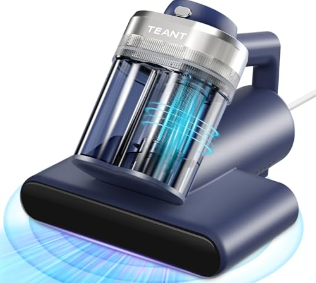 Teant Mattress Vacuum Bed Vacuum Cleaner with 253.7nm UV-C Light, Hyper Helix Motor with 16kPa Strong Suction & 33000 RPM/Min Tapping, HEPA Filter, 149℉ Heat & Ultrasonic & Anion for Bed and Pet