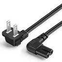CableCreation 3 Feet 18 AWG Angled 2-Slot Non-Polarized Angle Power Cord (IEC320 C7 to Nema 1-15P), 0.915M / Black