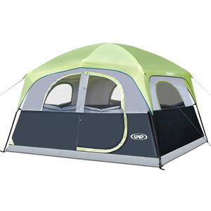 UNP Tents 6 Person Waterproof Windproof Easy Setup,Double Layer Family Camping Tent with 1 Mesh Door & 5 Large Mesh Windows -10'X9'X78in(H)