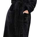 Turquaz Oversize Premium Luxury Ultra Soft Warm Robes for Women Plush Fleece Bathrobe for Women with and Spacious Pockets (Black, S)