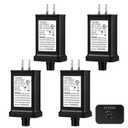Enhon 4 Pack 29V Class 2 LED Power Supply, UL Certified Transformer Replacement, IP44 Waterproof Low Voltage US Plug Adapter for String Light, Christmas Tree Light, Black(TS-18WL29V)
