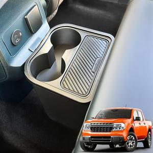 WRWJL Trash Can for Ford Maverick 2025 2024 2023 2022,Upgraded Rear Trash Bin with Dual Cup Holder for Maverick Interior Accessories,Multi-Function Insert Expander Storage Box Organizer 2025 New