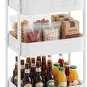 MAX Houser 3-Tier Rolling Utility Cart with Caster Wheels, Easy Assembly, for Kitchen, Bathroom (White)