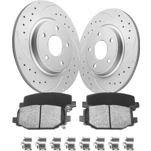 Anpulsero Brake Pads And Rotors Kit Rear Compatible with 2012-2020 Dodge Grand Caravan, Journey, Automotive Replacement Brake Kits Geomet 53069 D1596-8811 Drilled And Slotted Rotors 328mm(12.9in)