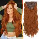 BARSDAR Ginger Copper Clip in Hair Extensions - 20 Inch 5PCs Full Head Wavy Clip in Hair Extensions for Women - Voluminous Thick Soft Synthetic Hairpieces Daily Party Halloween- Ginger Copper