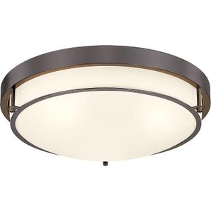 16 inch Flush Mount Ceiling Light, 3-Light Close to Ceiling Light Fixtures with Oil Rubbed Bronze Finish for Bathroom Bedroom Kitchen Hallway, CL4822-3W-BK