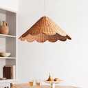 Bamboo Hanging Ceiling Lamp Natural Elegant Woven Pendant Light Boho Basket Rattan Chandelier Handmade Woven Light, For Kitchen Island Farmhouse Dining Room Living Room E27 Lamp Holder -1 Pack, 50cm