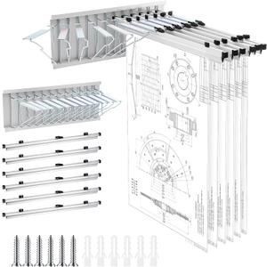 Estune Blue Print Organizer Mobile Blueprint Storage Rack with 6 Clamps Wall Mount File Organizer for Holds up to 1200 Blueprints File Display Plan Jobsite Construction Sites Office Home (30 Inch)