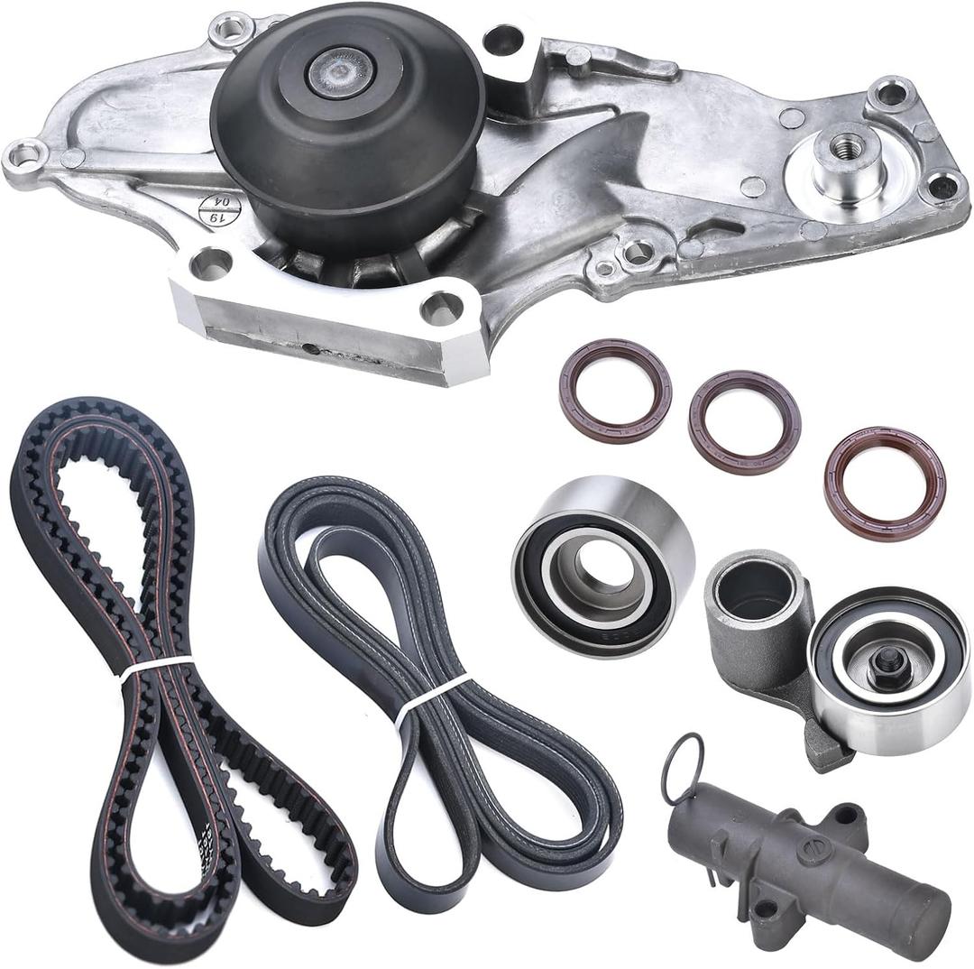 Timing Belt Kit with Water Pump Compatible with 2003-2018 Honda Accord Crosstour Odyssey Pilot Ridgeline MDX RDX RL TL TSX ZDX Saturn Vue 3.0L 3.5L 3.7L Replaces TKH002 TCKWP329 19200-RDV-J01