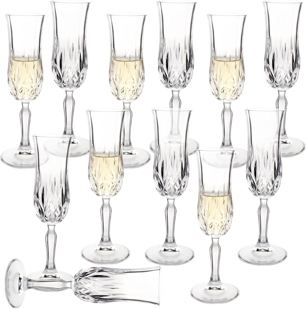 Champagne Glasses Set of 12, 4.4Oz Premium Stemmed Vintage Champagne Glasses, Crystal Clear Goblet Glassware for Wine, Whiskey, Liqueur, Perfect for Valentines Day/Wedding/Anniversary