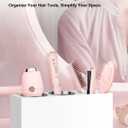 Hair Tool Organizer, Hair Dryer Holder with Heatproof Steel Cups, Acrylic Vanity Organizer for Curling Iron, Flat Iron & Hair Brushes, Perfect for Bathroom (White, Standard)