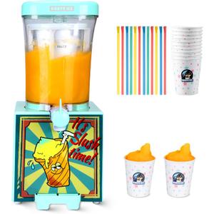 Slushie Machine for Home with 10 Cups & Spoon straws, Countertop Slushie Maker Frozen Drink Machine for Kitchen, Turn Any Sugary Drinks into Slushie, Aqua