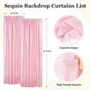 PartyDelight Pink Sequin Backdrop Curtains 2x8ft 2 Panels - High Density 3mm Shimmer Sequin Background Sparkly Photography Drapes for Baby Showers Princess Birthdays, Nursery Decor & Event Decor