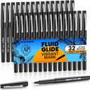 VEESA Felt Tip Pens Black, Medium Point (0.7mm), 32 Pack Felt Tip Markers for Writing, Journal, Planner Coloring, Note Taking, School Supplies for Teachers
