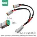 2 in 1 Leads Deutsch Outputs DT, Y Shape 2 Pin DTM Female Connector Socket Adapter Splitters Wiring Harness Retrofit Connectors Wiring Harness for Light Bar Fog Light