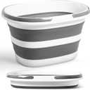 16L Collapsible Mop Bucket with Handles - Space Saving Foldable Silicone Tub for Cleaning, Laundry, Storage - Portable Wash Basin for Home & Car - 4.2 Gallon Compact Utility Bucket