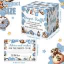 Teling 51 Pieces Diaper Raffle Tickets with Card Box Baby Shower Decorations Baby Shower Holder Box for Girl Boy Diaper Raffle Party(A Small Cowboy is on the Way), 19 x 19 x 19 cm , 12 x 8 cm