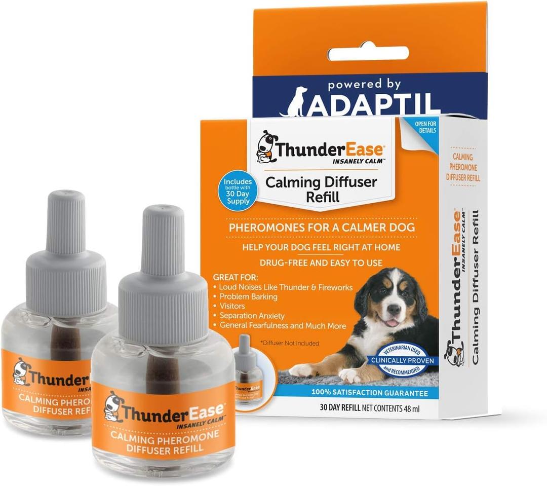 ThunderEase Dog Calming Pheromone Diffuser Refill | Powered by ADAPTIL | Vet Recommended to Relieve Separation Anxiety, Stress Barking and Chewing, and The Fear of Fireworks and Thunderstorms (60 Day ThunderEase Dog Calming Pheromone Diffuser Refill | Powered by ADAPTIL | Vet Recommended to Relieve Separation Anxiety, Stress Barking and Chewing, and The Fear of Fireworks and Thunderstorms (60 Day