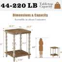 karlott End Table, 2-Tier Farmhouse Side Table, 18.9'' Handcrafted Weathered Wooden Nightstand, Pine Leg, Square Arc Small End Tables for Living Room, Small Space, Bedroom, Boho, Easy Assembly, Beige