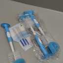 Dr. Brown's Reusable Sponge Baby Bottle Cleaning Brush Set with Suction Cup Stand, Scrubber and Nipple Cleaner, Blue 3Pack