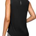 G Gradual Women's Workout Tank Tops Lightweight Sleeveless High Neck Athletic Shirts for Running Gym Tennis Pickleball (Black) L