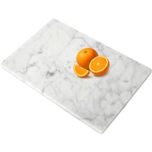 Marble Cutting Board for Kitchen- 12 * 8 Inch Handcrafted Marble Slab for Cheese, Charcuterie, Pastry & Deli  Non-Slip Feet,Rectangular Serving & Chopping Slab for Countertop (White)