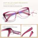 EASY READ 2 Pack Reading Glasses for Women,Cat Eye Blue Light Blocking Computer Readers with Spring Hinge(Magnification 1.50,Black/Purple)