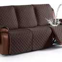 KinCam Waterproof Recliner Sofa Cover, Non-Slip Reclining Couch Covers for 3 Seat, Recliner Couch Cover Furniture Protector with Elastic Straps for Pets, Kids, Chocolate