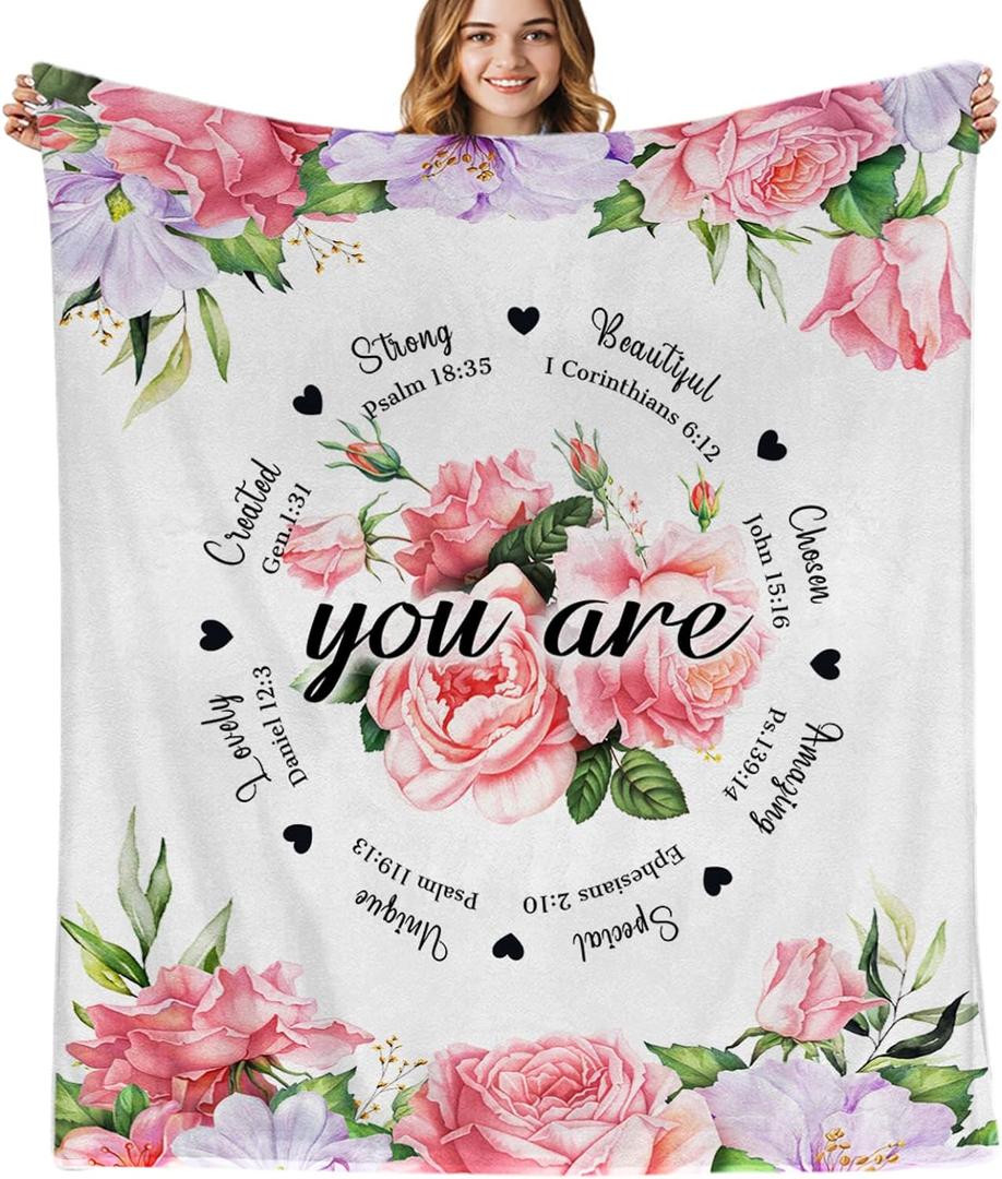 Christian Birthday Gifts for Women Friends Blanket 60"x50",Unique Inspirational Religious Catholic Spiritual & Baptism Comformation Gifts for Girl Godmother Mom Sister