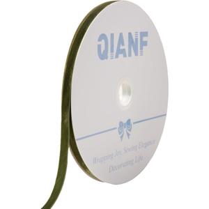 QIANF Vintage Moss Green Velvet Ribbon Christmas Ribbon for Gift Wrapping Crafts Christmas Tree Ornaments Garland Decorations, 3/8 Inch X 25Yd