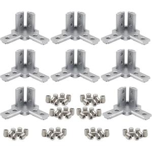 8Pcs 3030 Series Aluminum Extrusion Profile Tri Bracket 3-Way End Corner Right Angle Connector for 30 Extruded Aluminium Esquina Profil T Slot 8mm with Screws