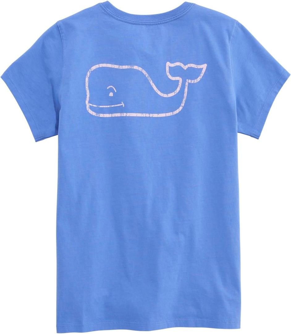 Vineyard vines Girls' Girls' Garment-Dyed Vintage Whale Short-Sleeve Pocket Tee, Small 8-10